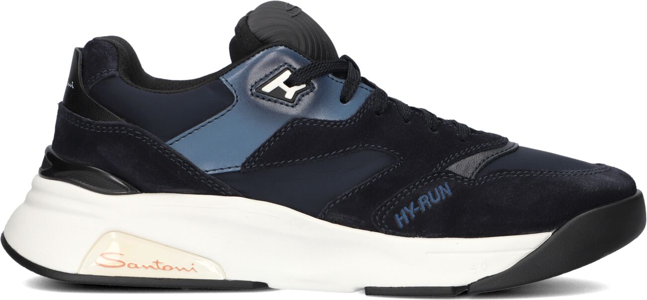 Santoni Lage Sneakers Heren Combi Hy-run Sneaker, Maat: 46, Materiaal: Suède, Kleur: Blauw