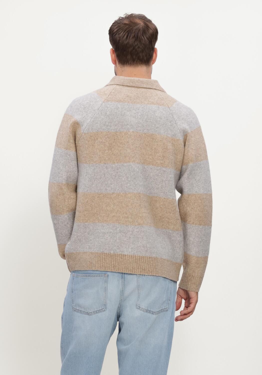 Beige LES DEUX Trui STRIPED MELANGE KNITTED POLO - large