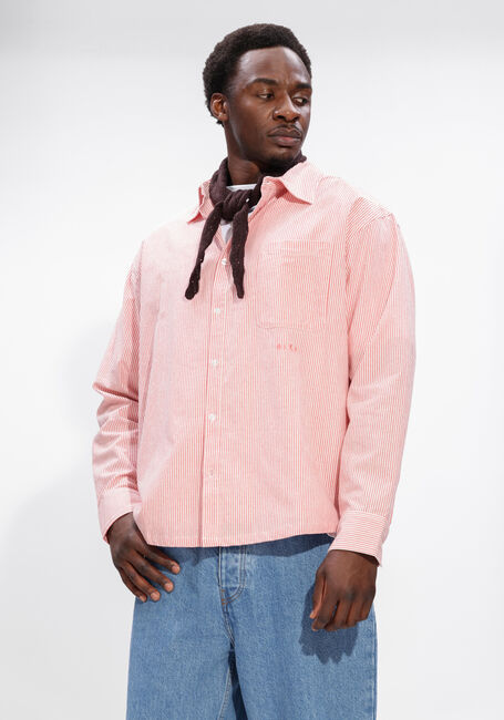 Oranje OLAF HUSSEIN Casual overhemd OVERSIZED STRIPE OXFORD SHIRT - large