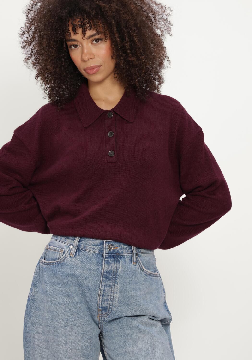 Bordeaux ANINE BING Trui LEE POLO SWEATER - large
