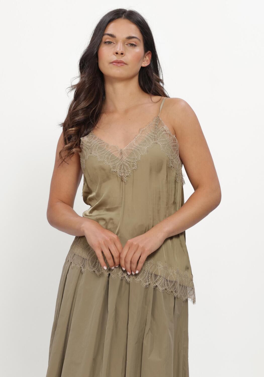 Beige LUISA CERANO Tops & T-shirts SATIN-LINGERIE-TOP - large