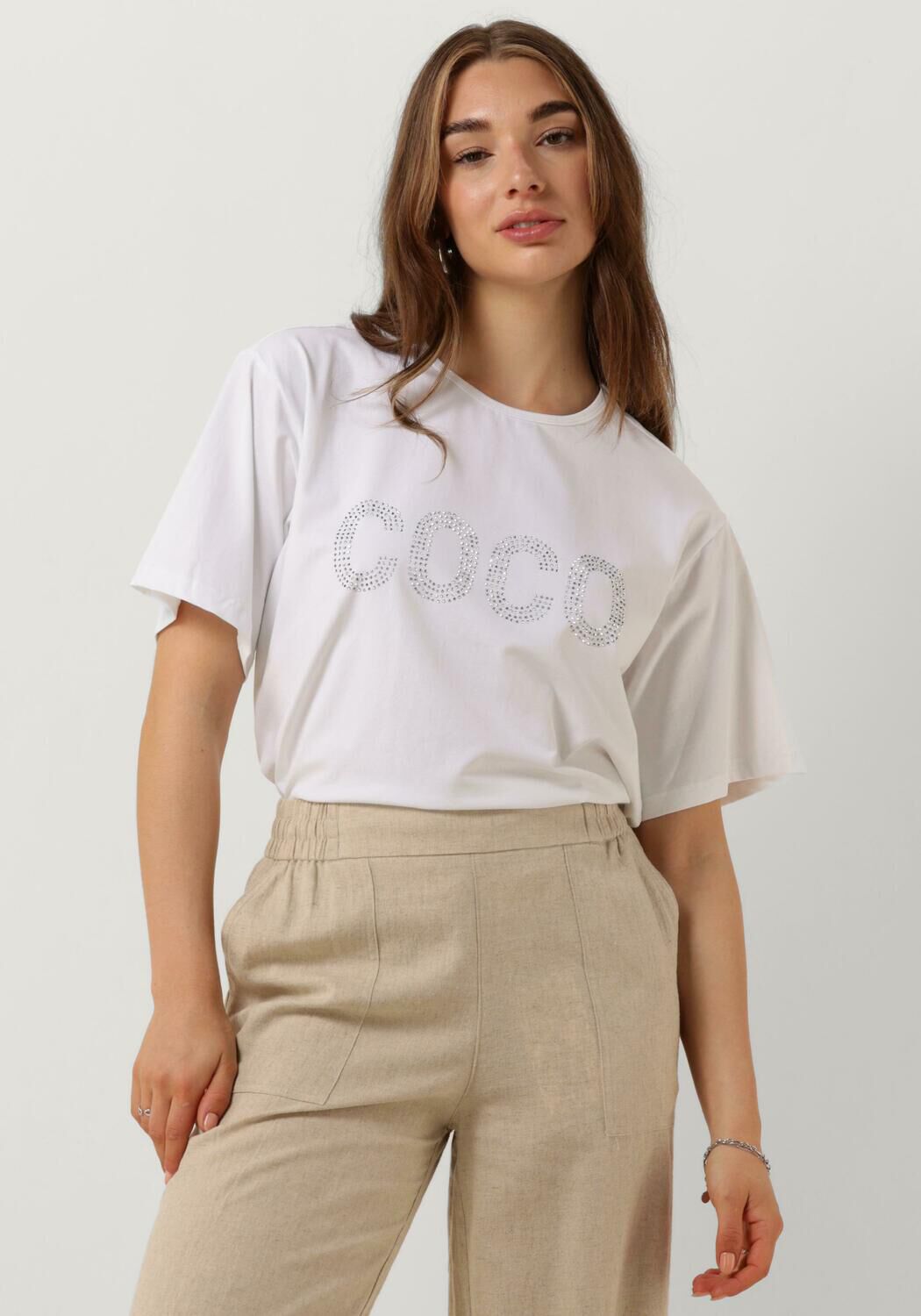 Co'Couture T-Shirt Dames Coco Stone Tee, Maat: XL, Kleur: Wit