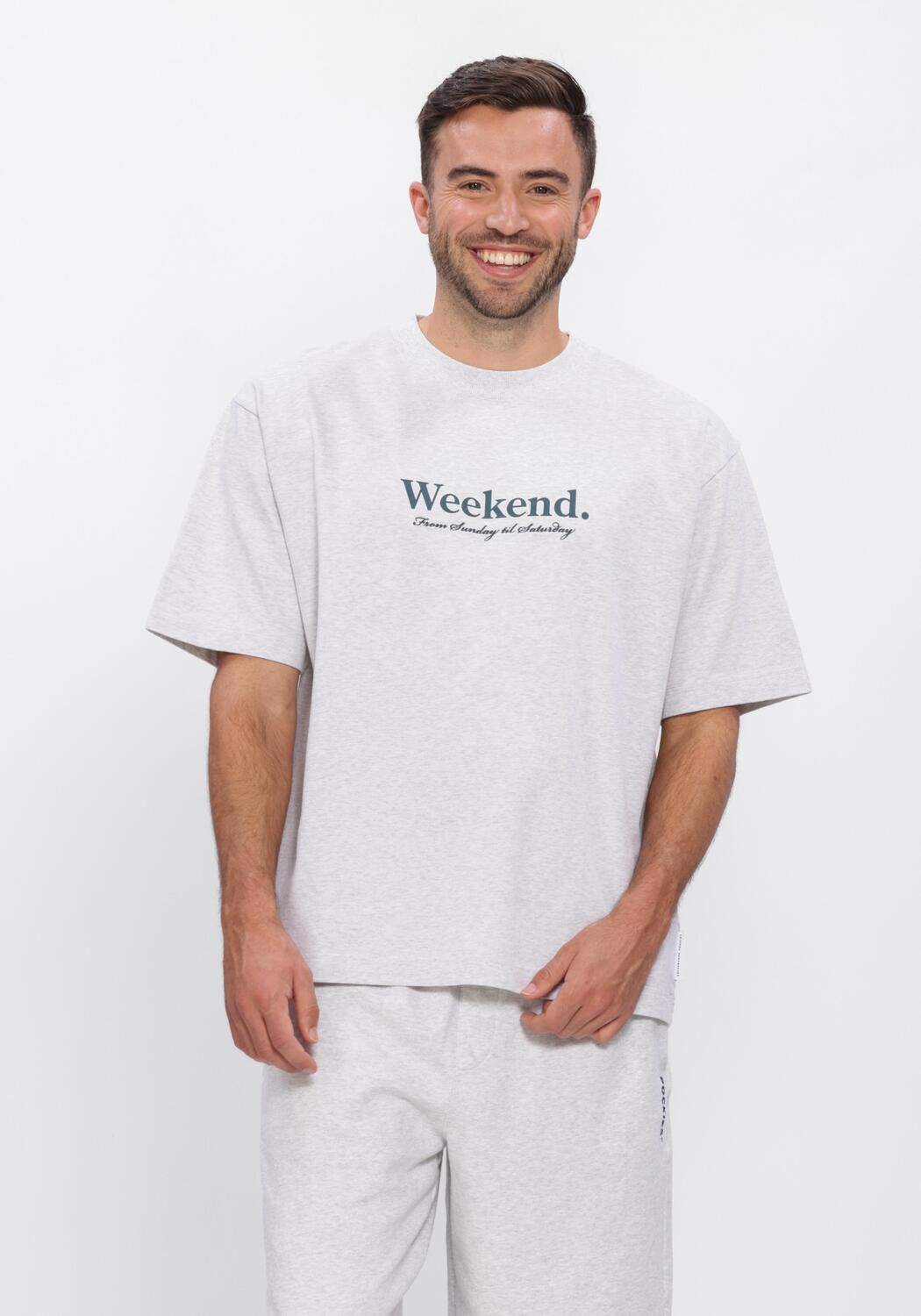 Pockies T-Shirt Heren Weekend Tee, Maat: L, Kleur: Lichtgrijs afbeelding 1