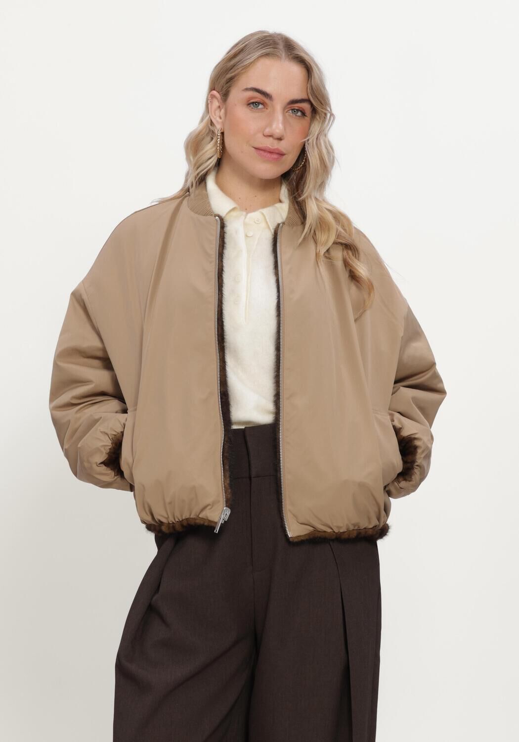 Groene STUDIO AR Faux fur jas ETTA FAUX MIN - large