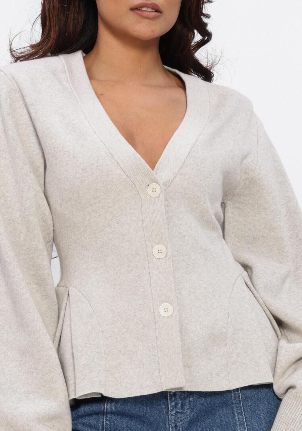 Ecru ROTATE Trui PEPLUM KNIT CARDIGAN - large