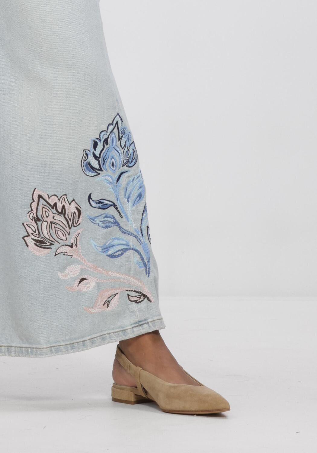 Blauwe CAMBIO Wide jeans PALAZZO CROPPED BLUMENSTICK - large