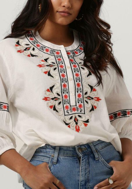 Witte SUMMUM Blouses BLOUSE COTTON VOILE EMBROIDERED - large