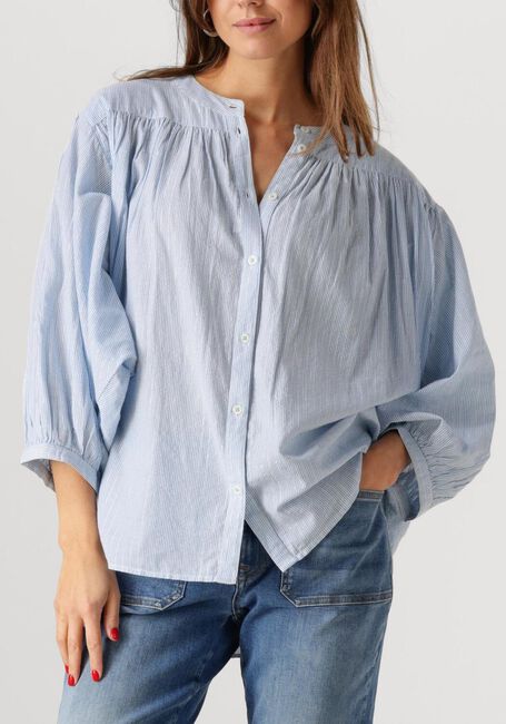 Lichtblauwe SUMMUM Blouses OVERSIZED BLOUSE MICRO STRIPE - large