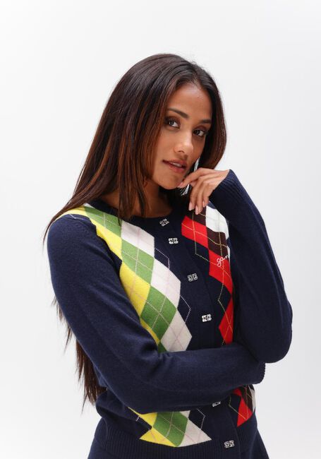 Donkerblauwe GANNI Truien/vesten CASHMERE WOOL MIX ARGYLE CARDIGAN - large