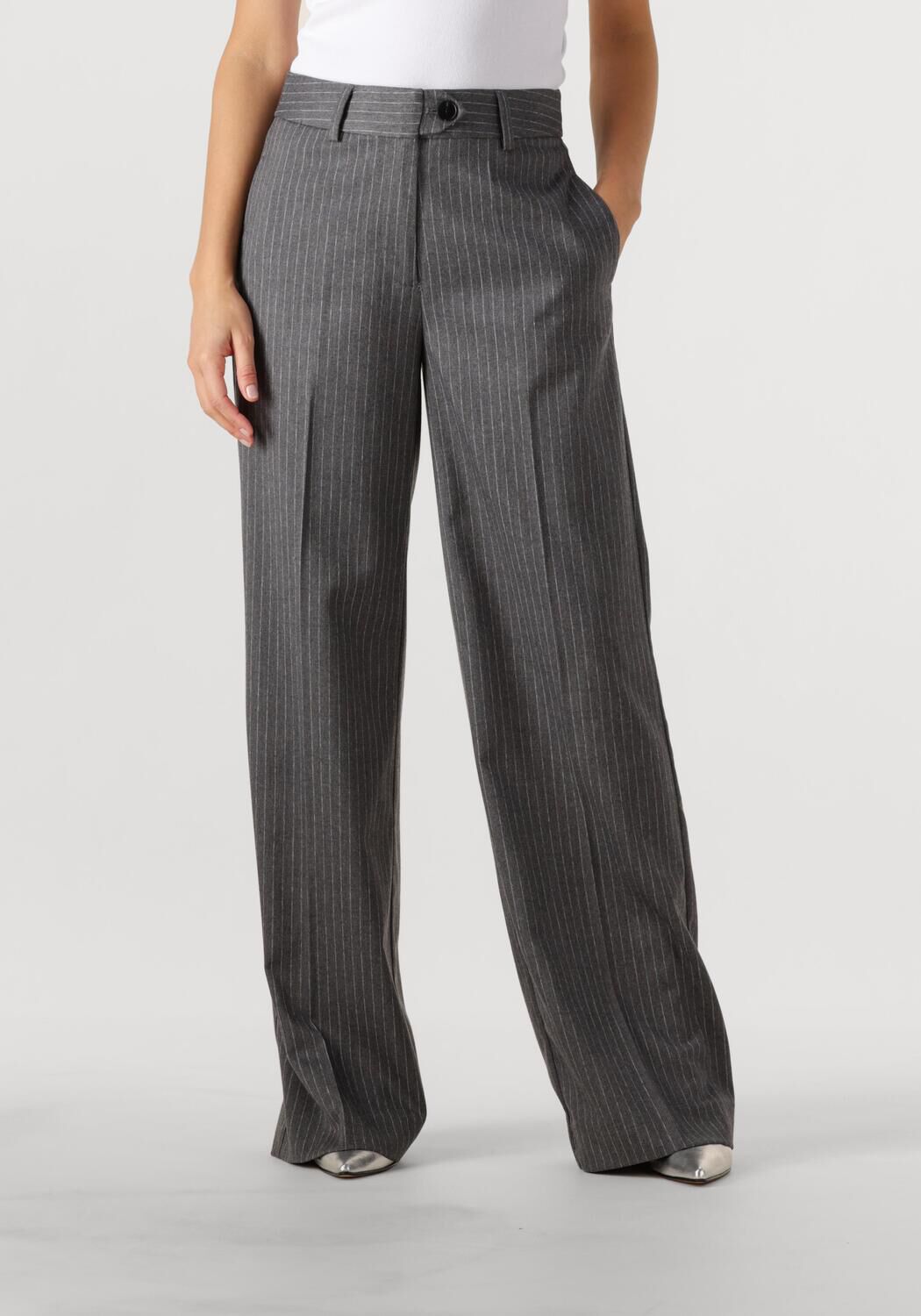 Co'Couture Pantalon Dames Idacc Pin Wide Long Pant, Maat: L, Kleur: Donkergrijs