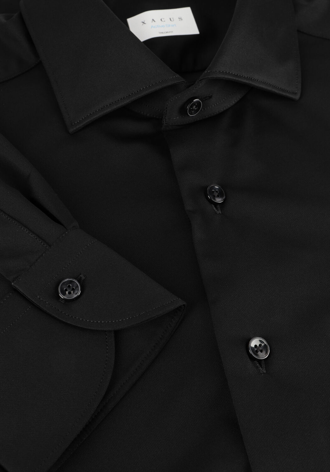 Zwarte XACUS Klassiek overhemd ACTIVE SHIRT 558ML - large