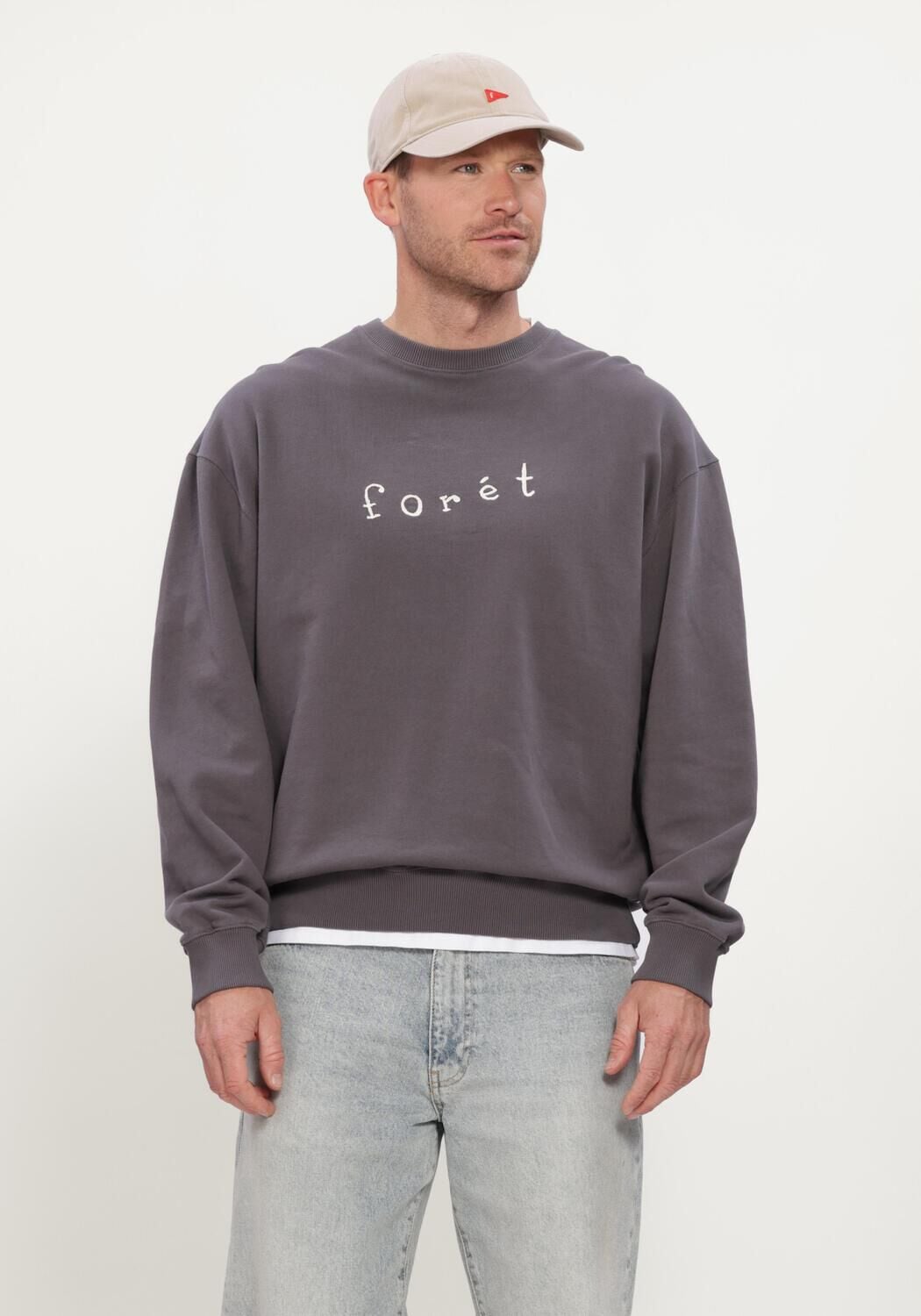 Donkergrijze FOR&Eacute;T Sweater ROPE SWEATSHIRT - large