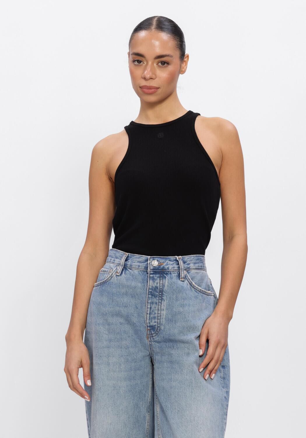 Zwarte ANINE BING Top COLE TANK BLACK - large