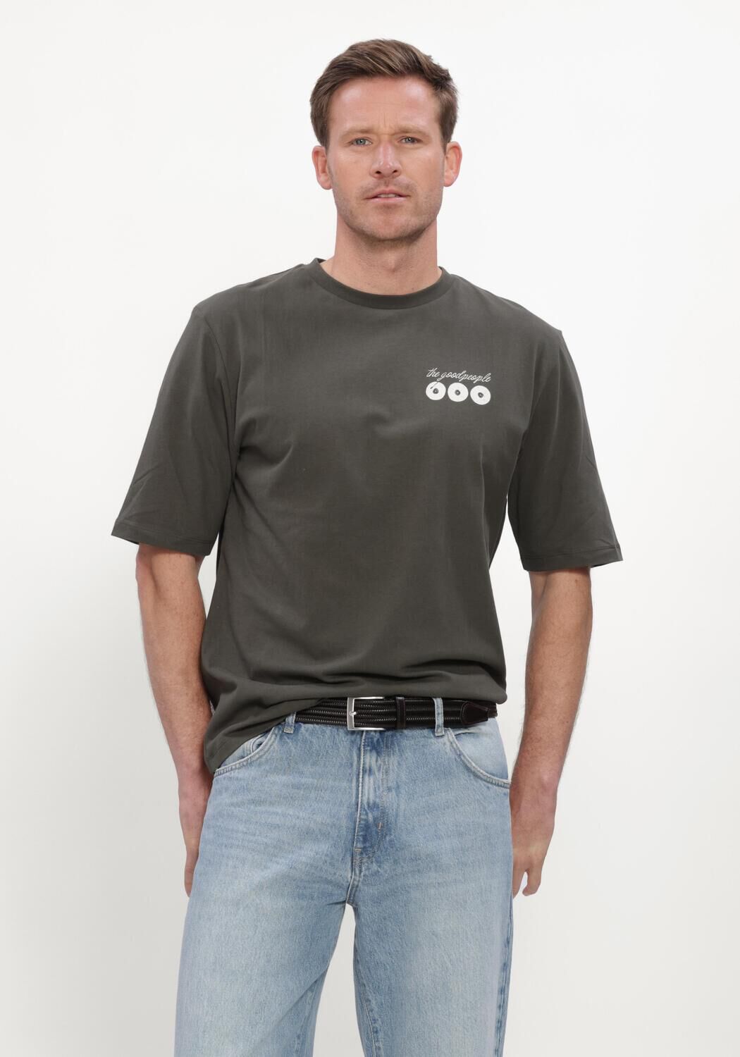 Donkergroene THE GOODPEOPLE T-shirt TUUR - large