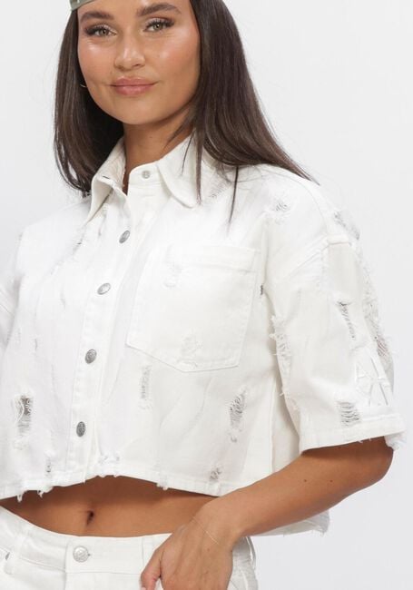 Witte ALIX THE LABEL Blouses LADIES WOVEN DAMAGED DENIM BLOUSE - large