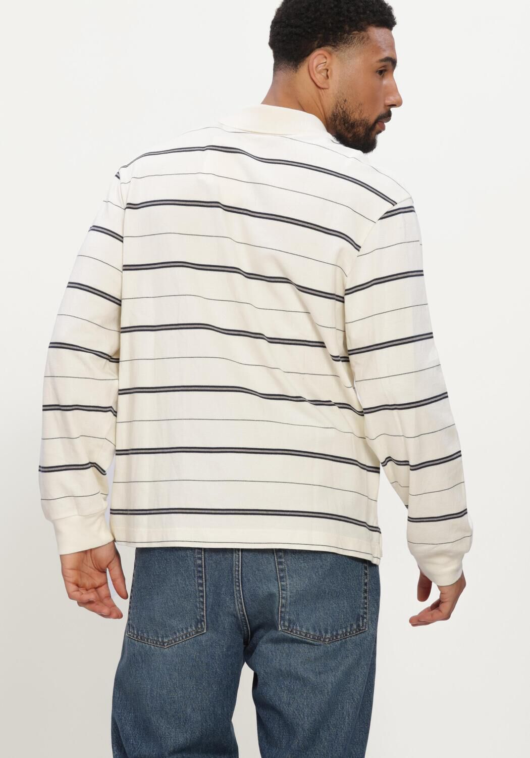 Ecru OLAF HUSSEIN Polo STRIPED SIGNATURE LS POLO - large