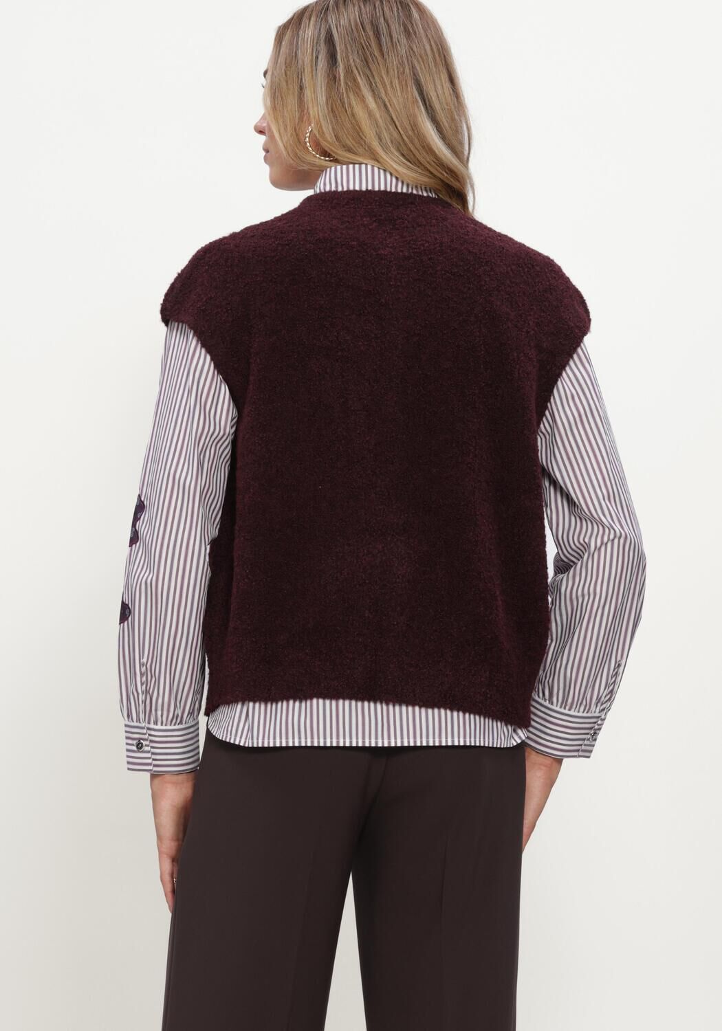 Bordeaux STUDIO AR Truien/vesten IDONY BOUCLE KNIT - large