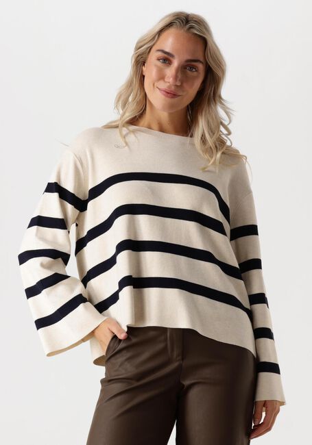 Witte SUMMUM Trui STRIPED SWEATER SOFT VISCOSE POLYAMIDE KNIT - large