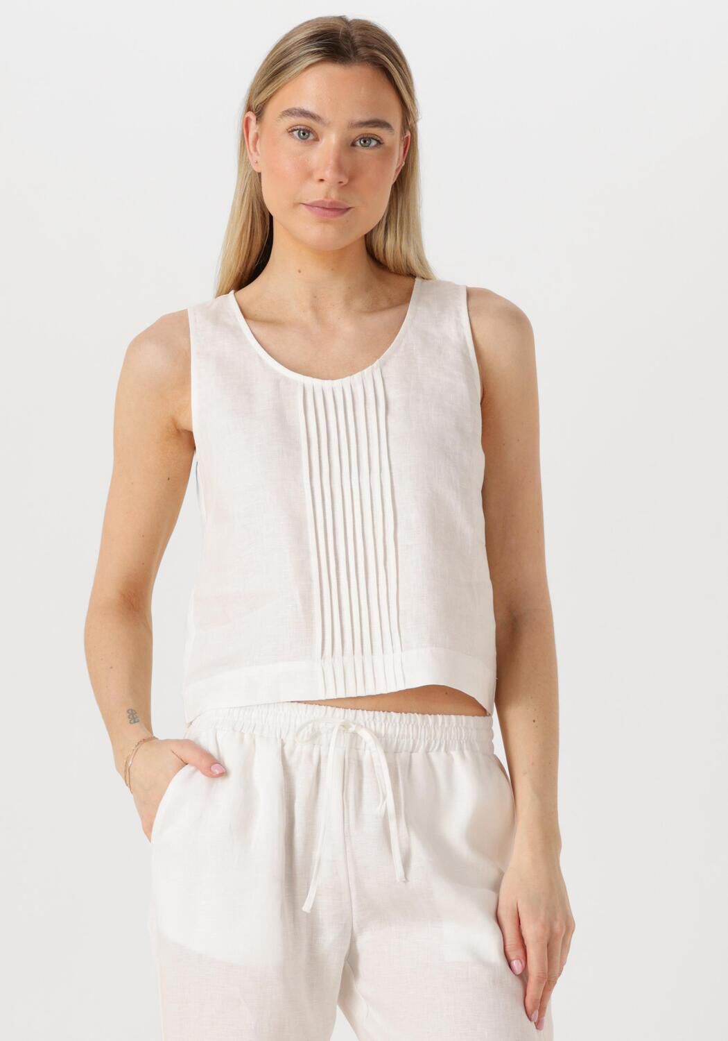 Resort Finest Top Dames Crop Top Linen, Maat: XL, Kleur: Wit afbeelding 1