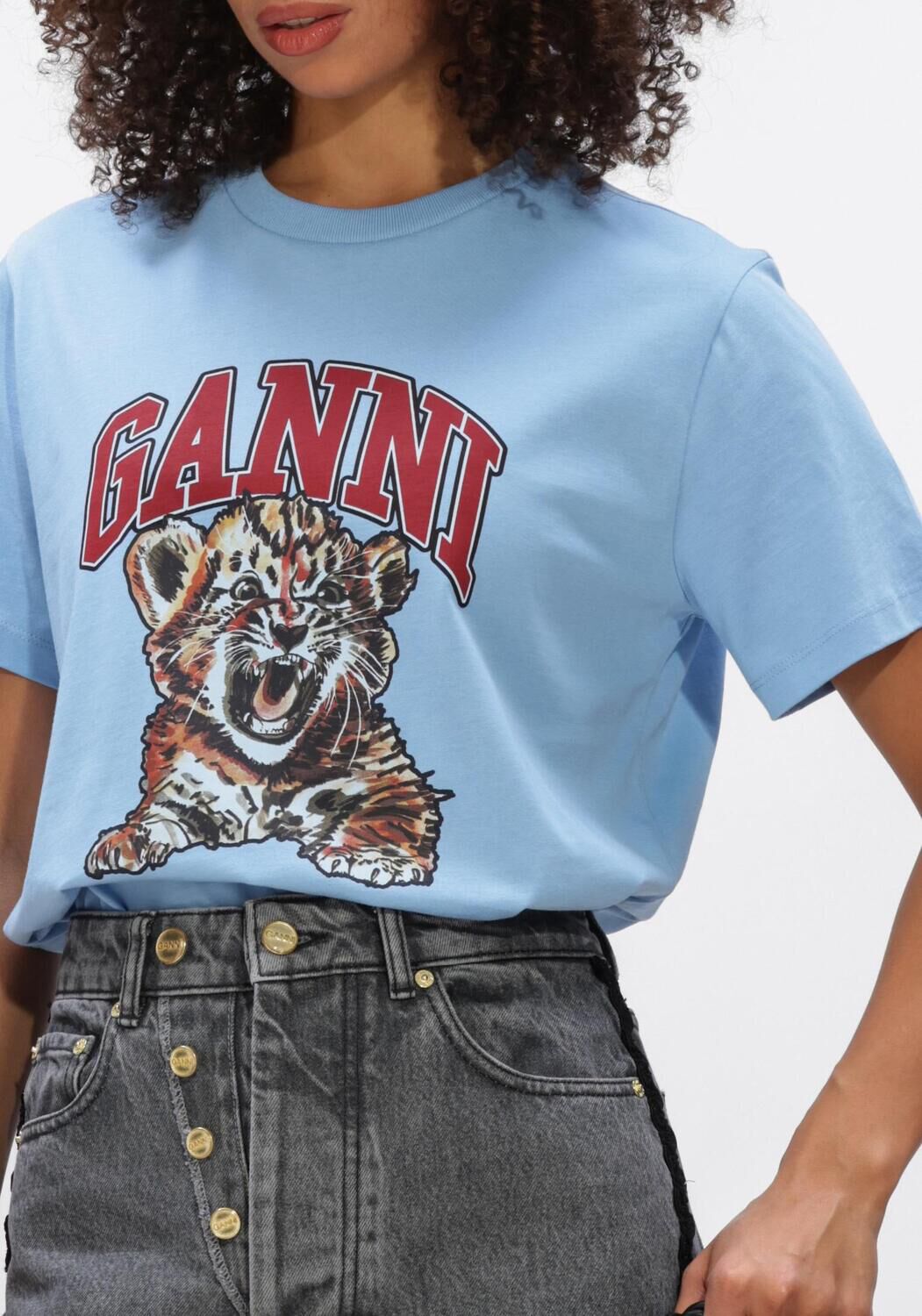 Blauwe GANNI T-shirt BLISSFUL BLUE 745 - large