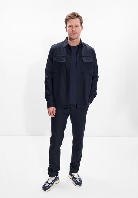 Donkerblauwe WAHTS Overshirt EWEN STRETCH WOOL - large
