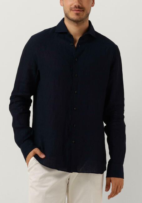 Donkerblauwe PROFUOMO Klassiek overhemd SHIRT X-CUTAWAY SC LINNEN - large