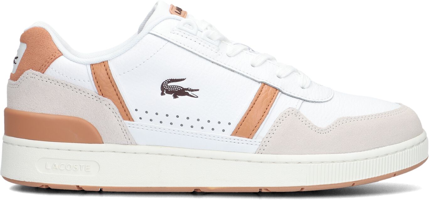 Lacoste Lage Sneakers Heren T-clip, Maat: 43, Materiaal: Leer, Kleur: Wit
