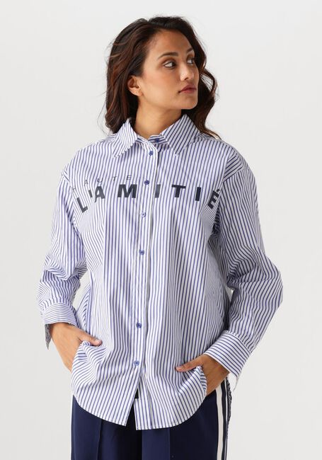 Blauwe HAUTE L'AMITI&Eacute; Blouses STRIPE CHEST LOGO SHIRT - large