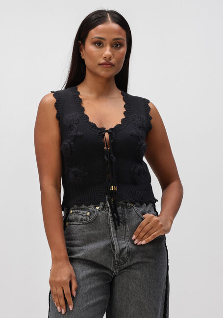 Zwarte GANNI Tops & T-shirts COTTON CASHMERE CROCHET APPLIQUE VEST - large