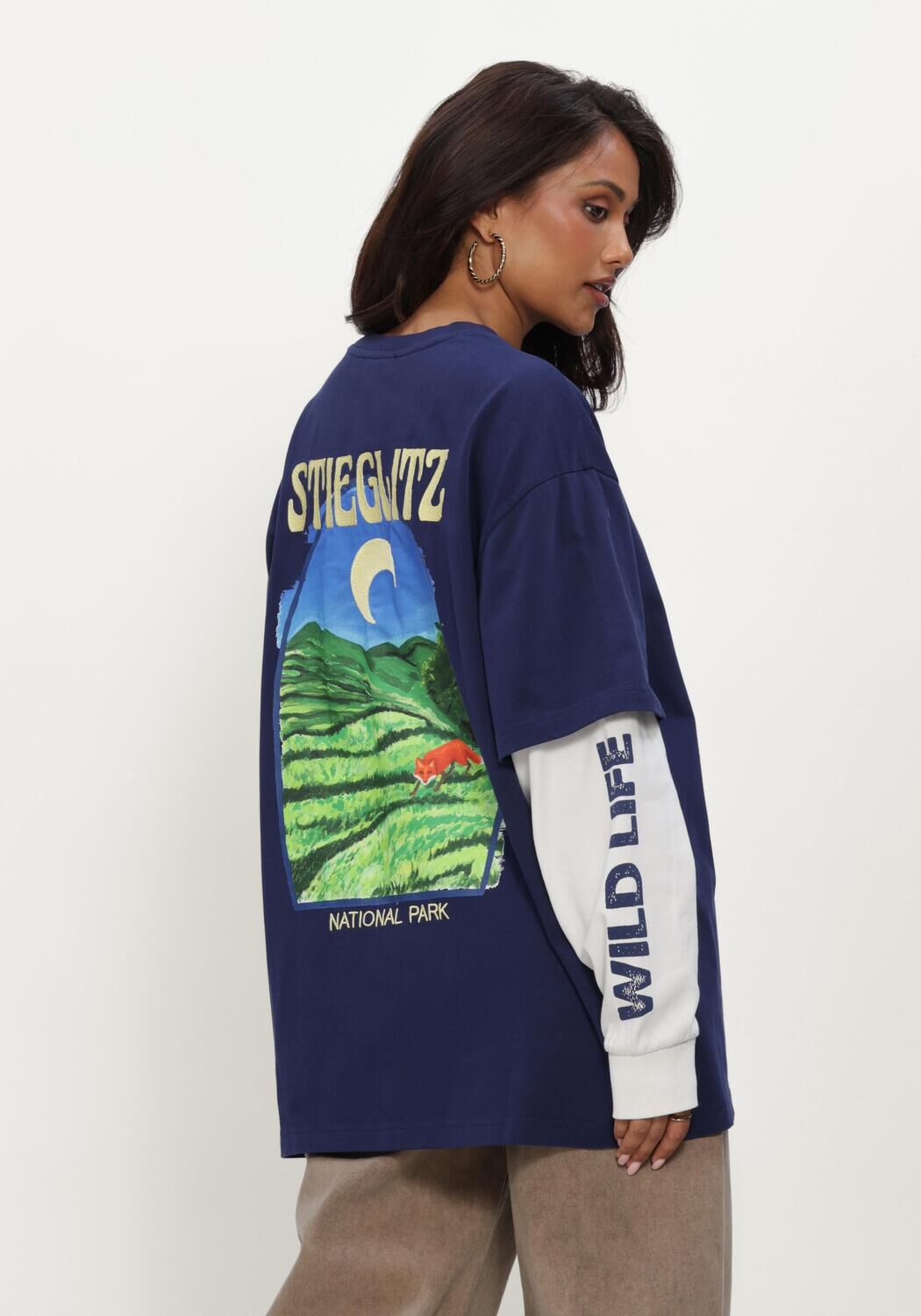 Blauwe STIEGLITZ T-shirt FIORE - large