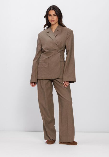 Bruine OLAF HUSSEIN Wijde broek LINEN TAILORED TROUSERS - large