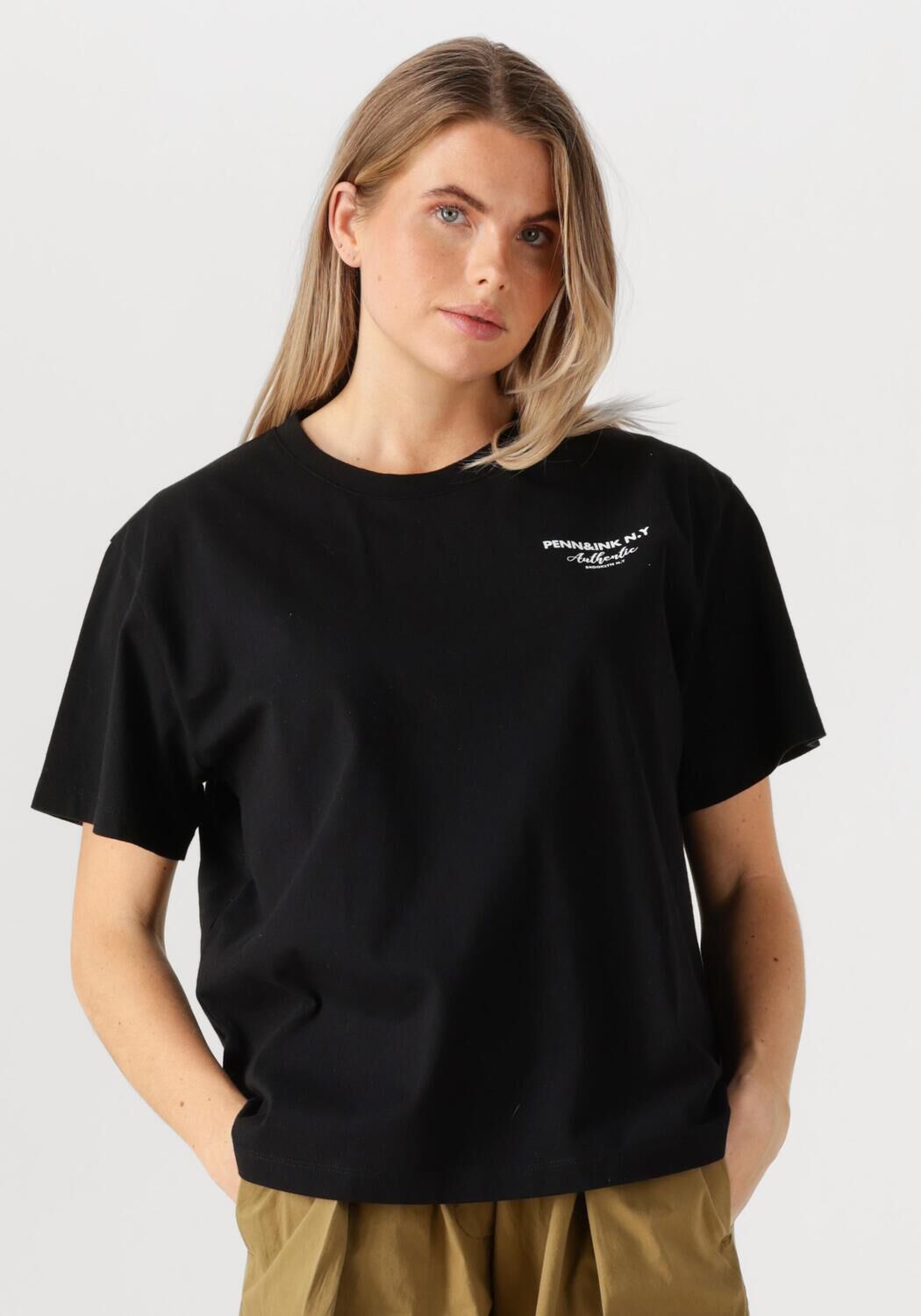 Penn & Ink T-Shirt Dames T-shirt Print, Maat: S, Kleur: Zwart afbeelding 1