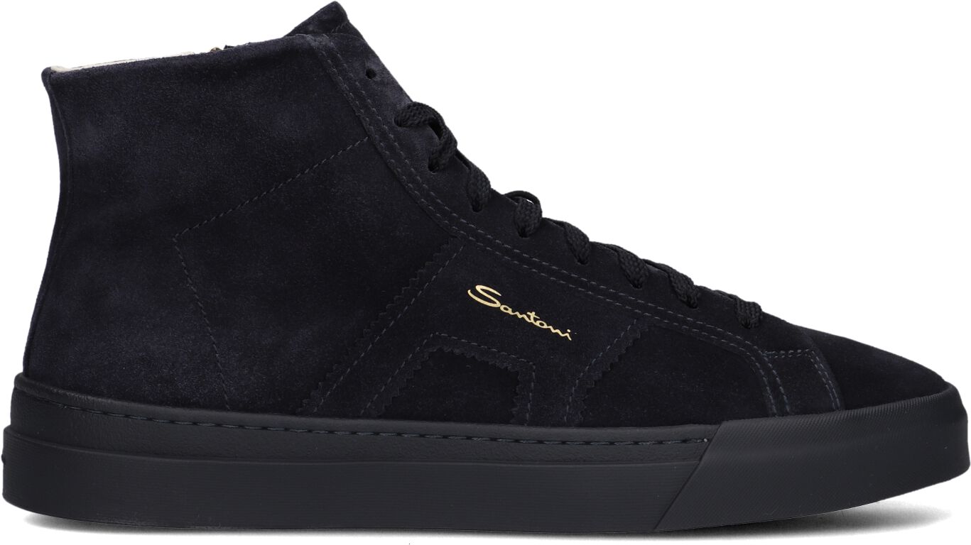 Santoni Hoge Sneakers Heren 21933, Maat: 44/44,5, Materiaal: Leer, Kleur: Blauw