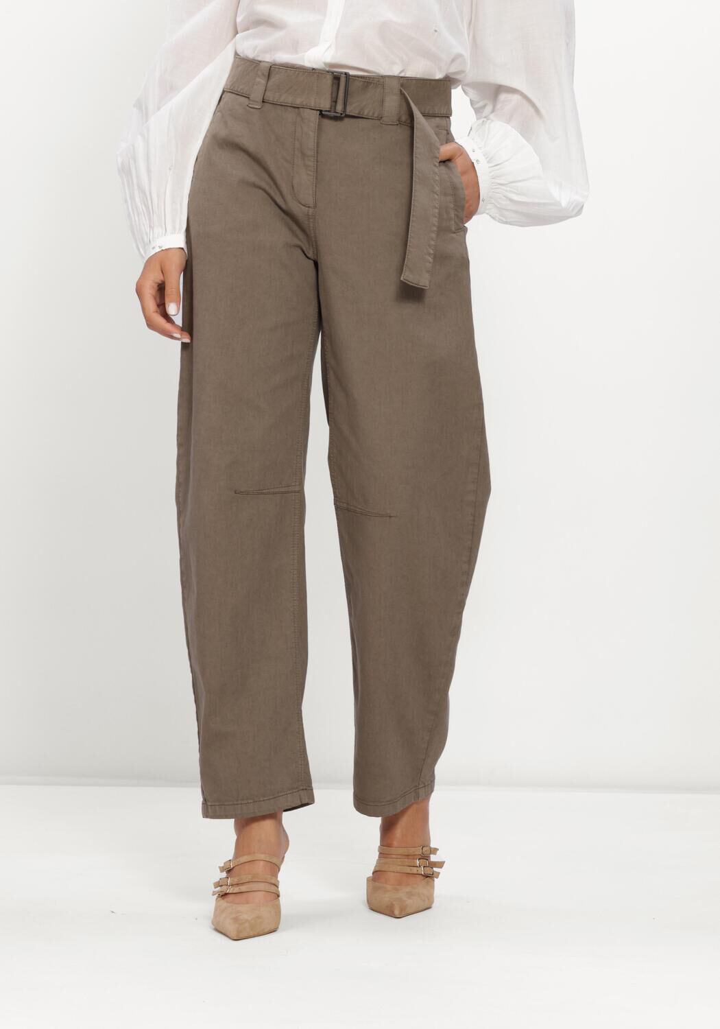Khaki LUISA CERANO Wijde broek BARRELLEG-COLOUR-DENIM - large