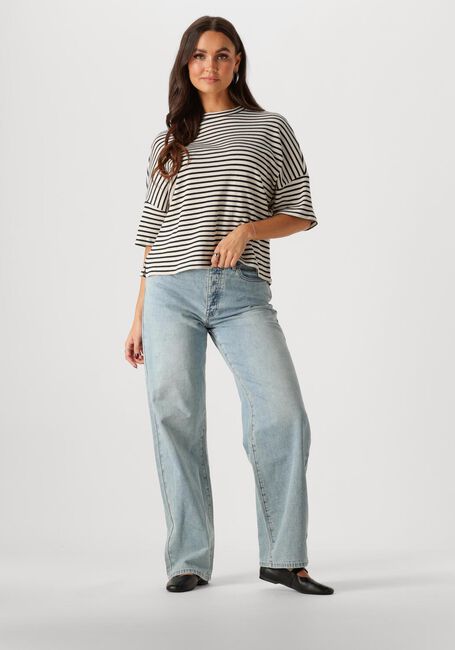 Zwarte SUMMUM T-shirt BOXY TOP STRIPE WAFFLE - large