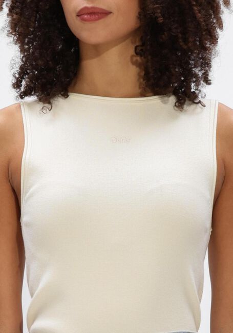 Ecru OLAF HUSSEIN Top RETRO LOGO SLEEVELESS KNIT - large