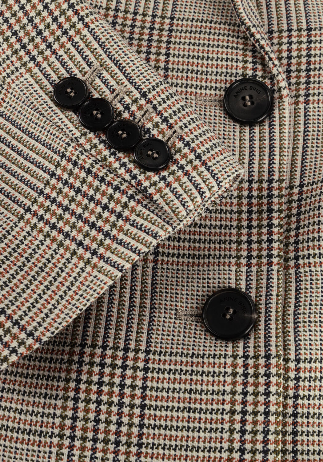 Beige ANINE BING Blazer ARETHA BLAZER -BROWN PLAID - large