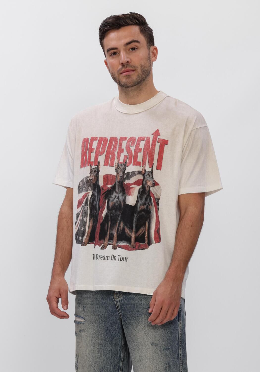 Represent T-Shirt Heren Dream On Tour T-shirt, Maat: XL, Kleur: Ecru afbeelding