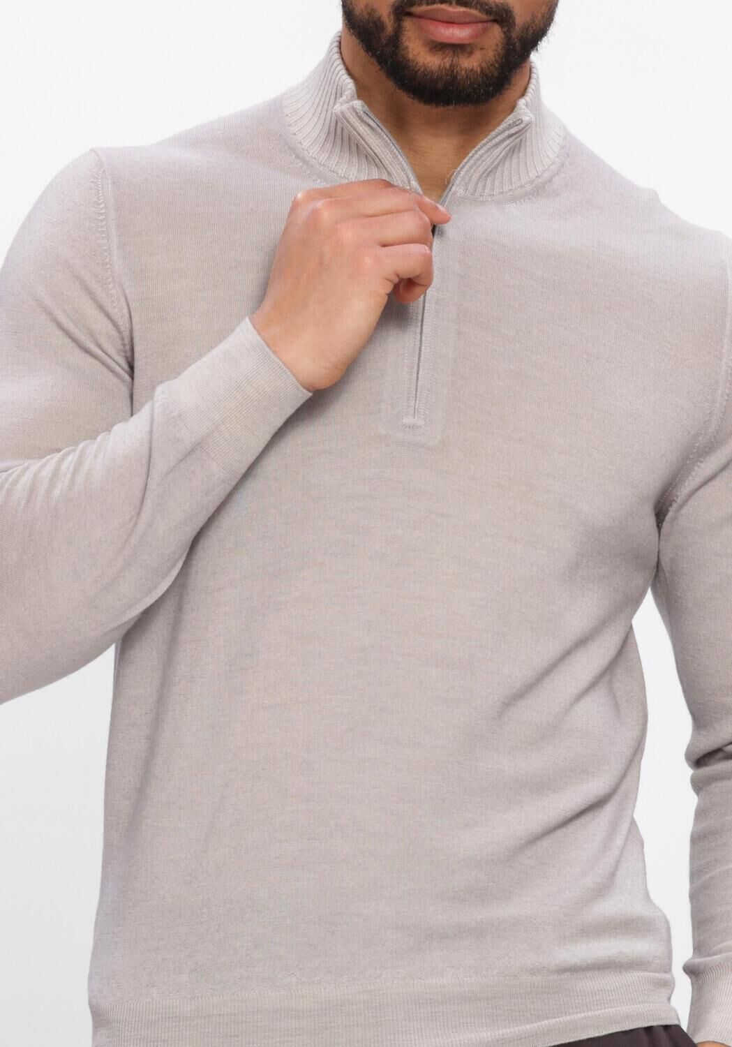 Grijze GRAN SASSO Trui MOCK ZIP - large