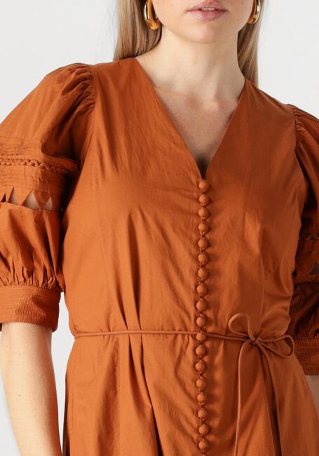 Bruine SCARLETT POPPIES Midi jurk FLEURETTA MIDI DRESS - large