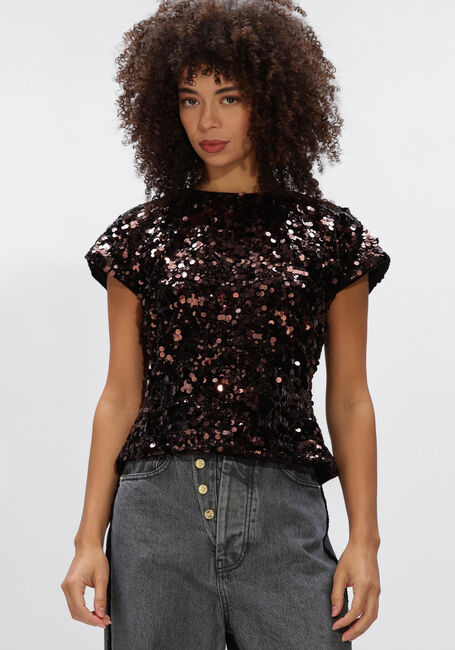Zwarte GANNI Top VELVET SEQUINS TOP - large