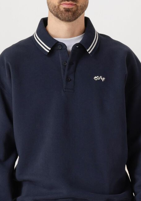 Donkerblauwe OLAF HUSSEIN Sweater TIPPING DETAIL OVERSIZED POLO - large
