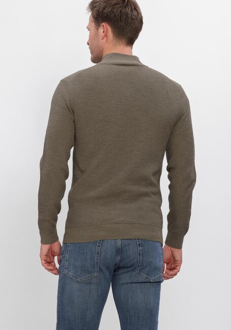 Olijf PROFUOMO Trui PULLOVER HALF ZIP TWINKLE SLUB STRUCTURE - large