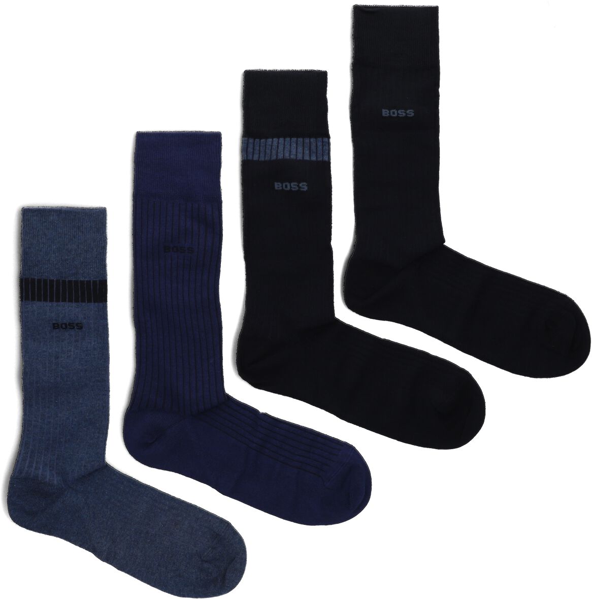 Boss Sokken Heren 4p Rs Rib Giftset Cc, Materiaal: Katoen, Kleur: Blauw