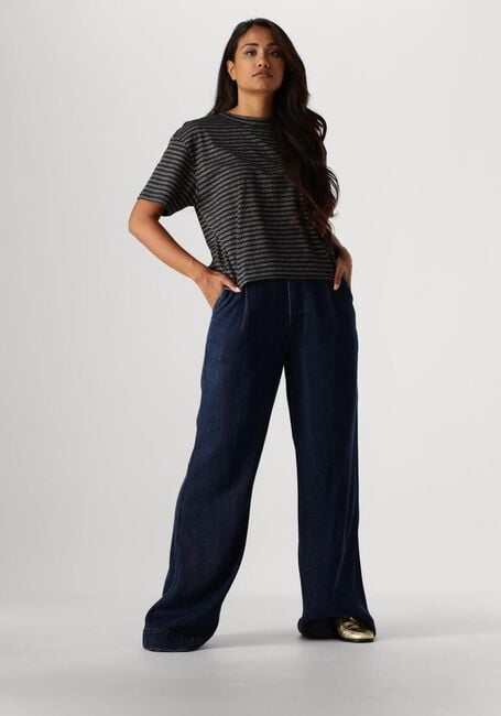 Blauwe SUMMUM Top SHORTSLEEVE TOP LUREX RIB STRIPE - large