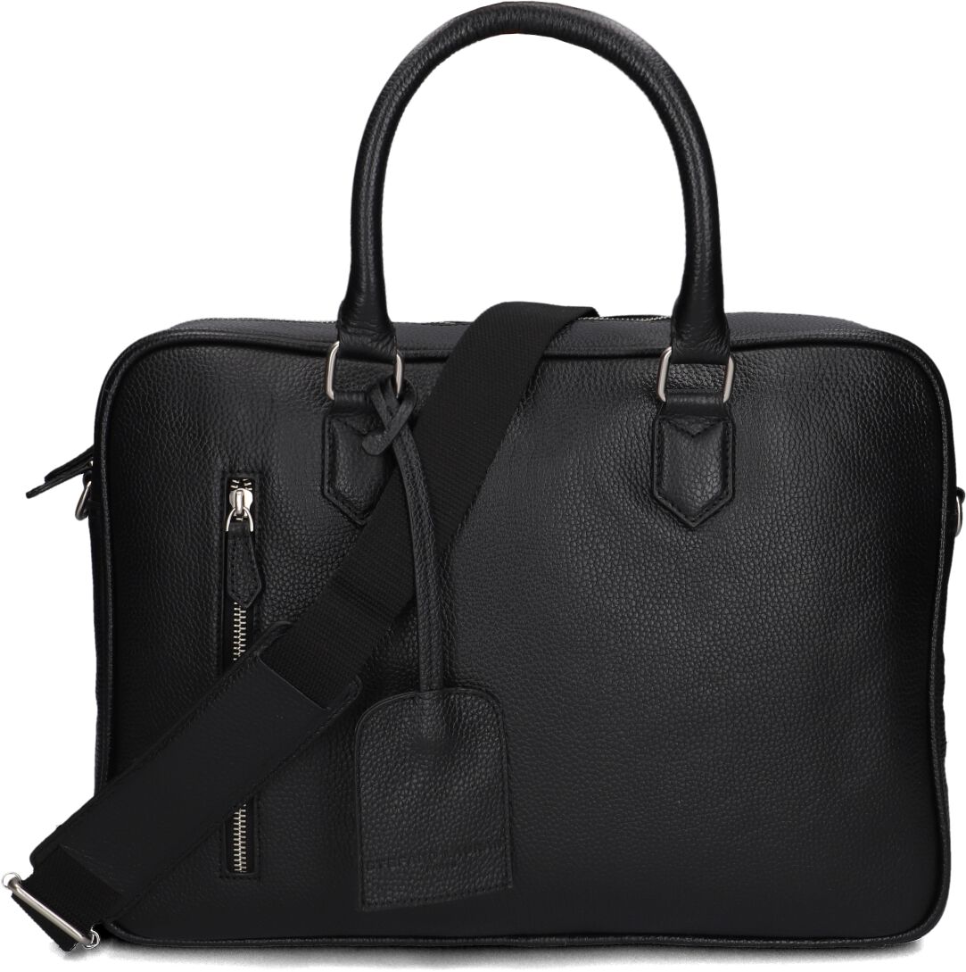 Stefano Lauran Stefano Lauran Laptoptas Sr177, Materiaal: Leer, Kleur: Zwart