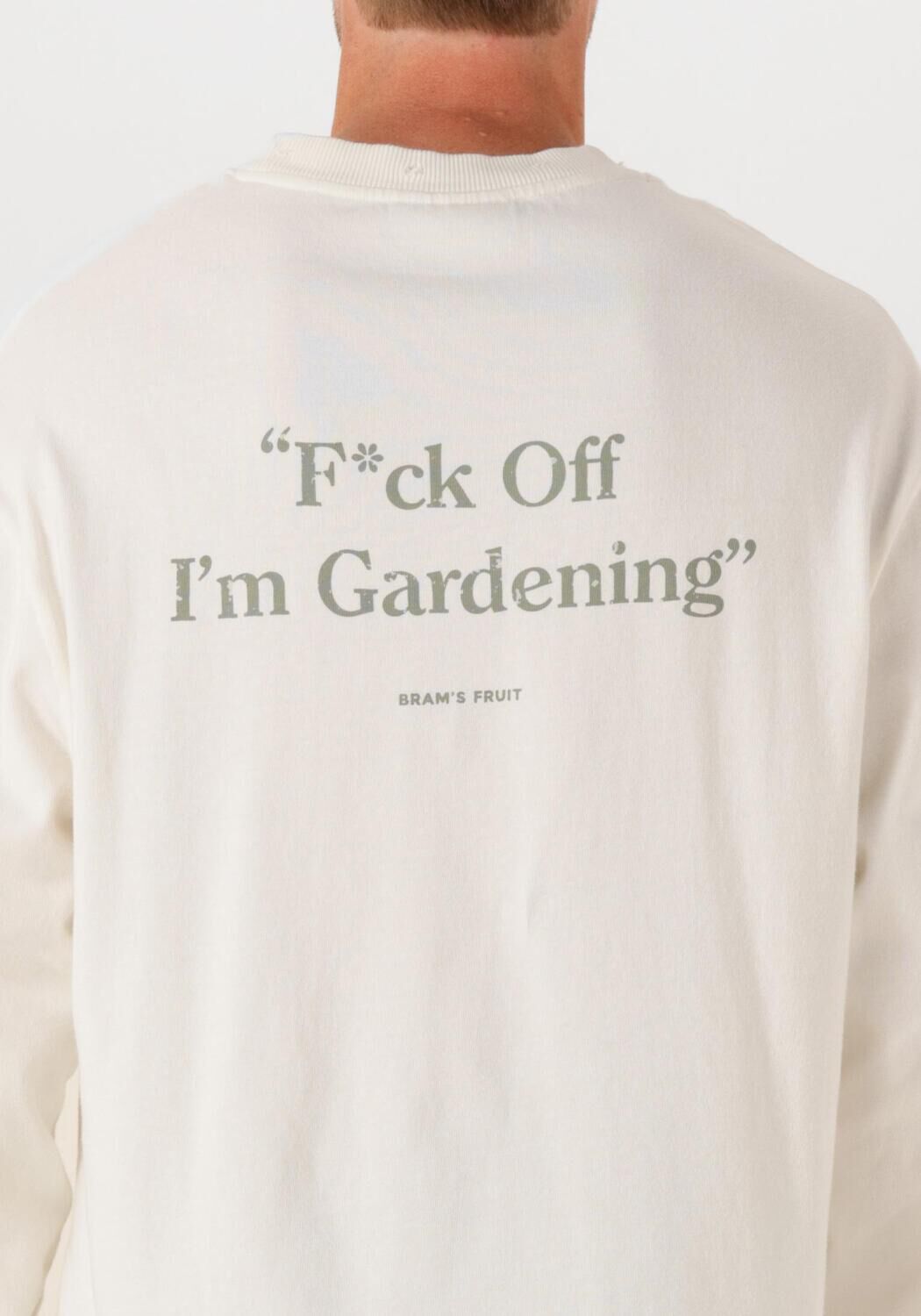 Witte BRAM'S FRUIT T-shirt DISTRESSED F*CK OFF LONGSLEEVE - large