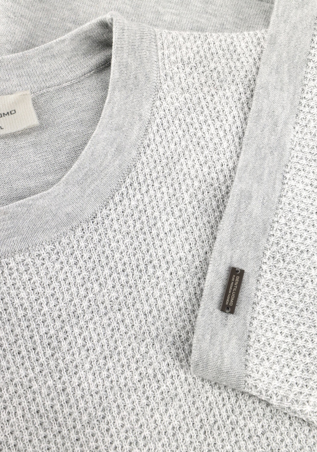 Lichtgrijze GENTILUOMO Polo ROUND NECK SS - large
