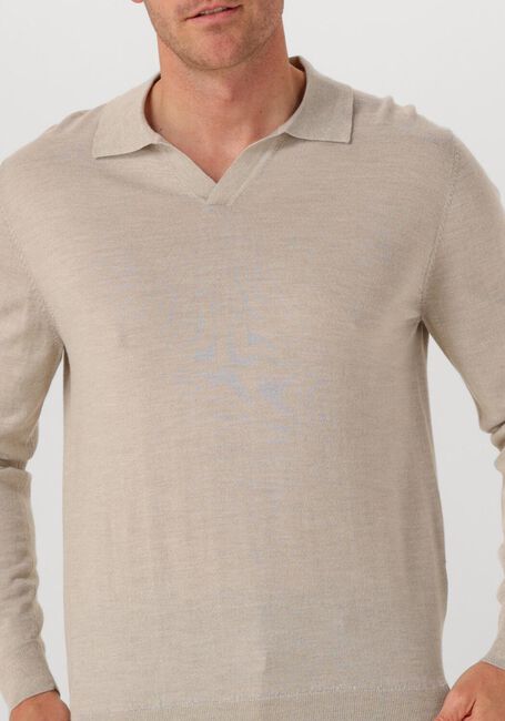 Beige PROFUOMO Polo POLO OPEN COLLAR LS MERINO - large