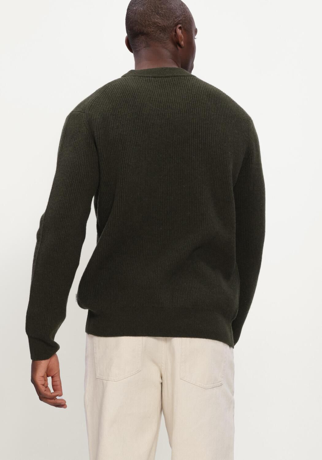 Groene LES DEUX Trui WOOL RIB ROUNDNECK KNIT - large